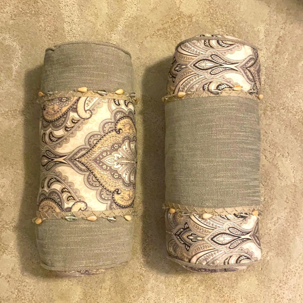 Round beaded throw pillows